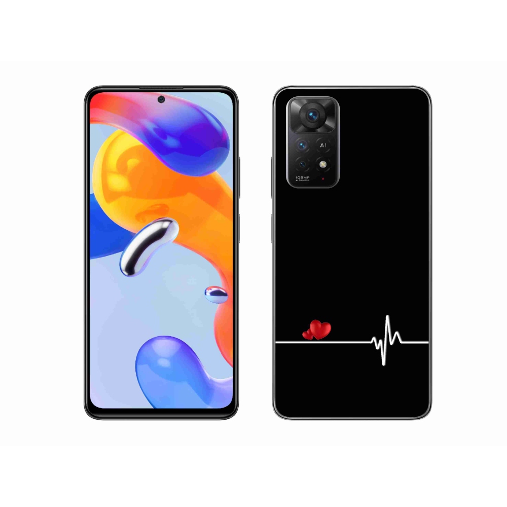Gél borítás mmCase a Xiaomi Redmi Note 11 Pro 4G/5G számára - szív és szívverés fekete háttérrel