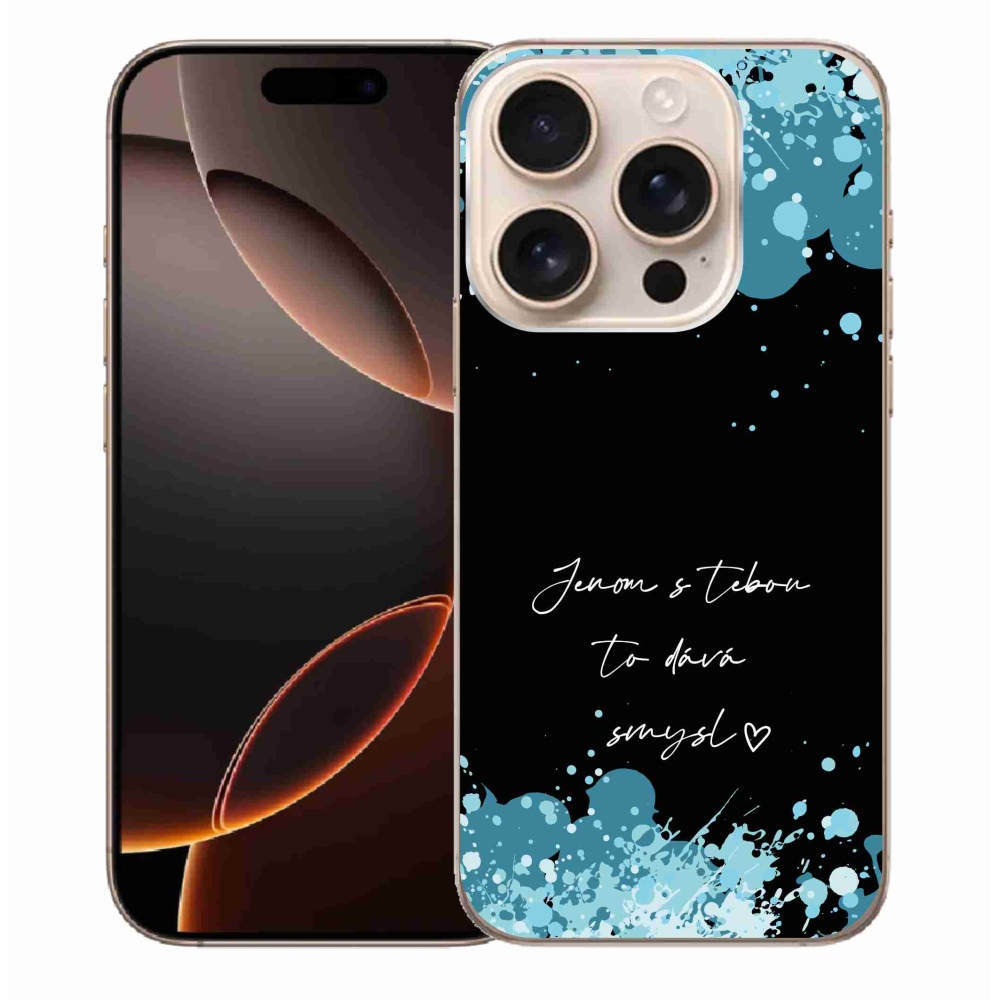 Gél borítás mmCase iPhone 16 Pro Max készülékhez - szerelmes szöveg fekete háttérrel