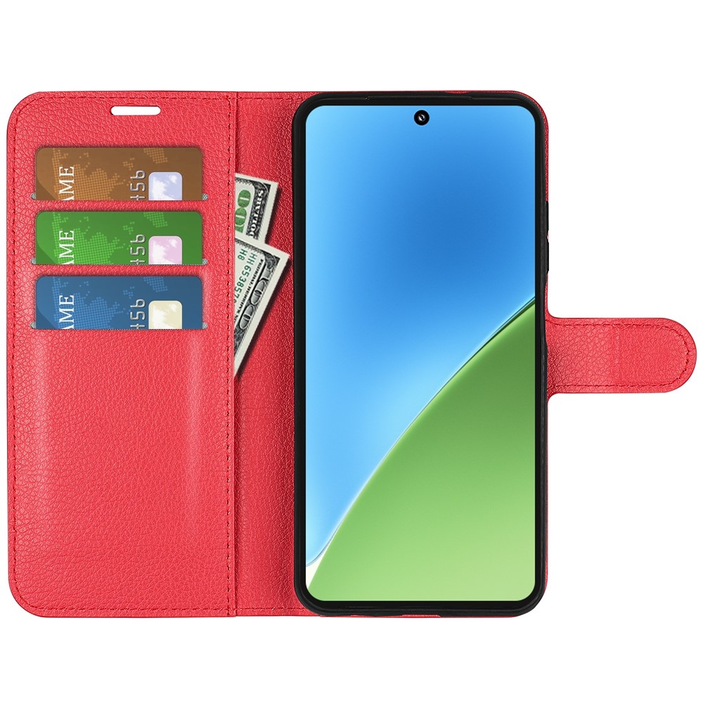 Litchi könyv tok a Xiaomi 15-öshöz - piros