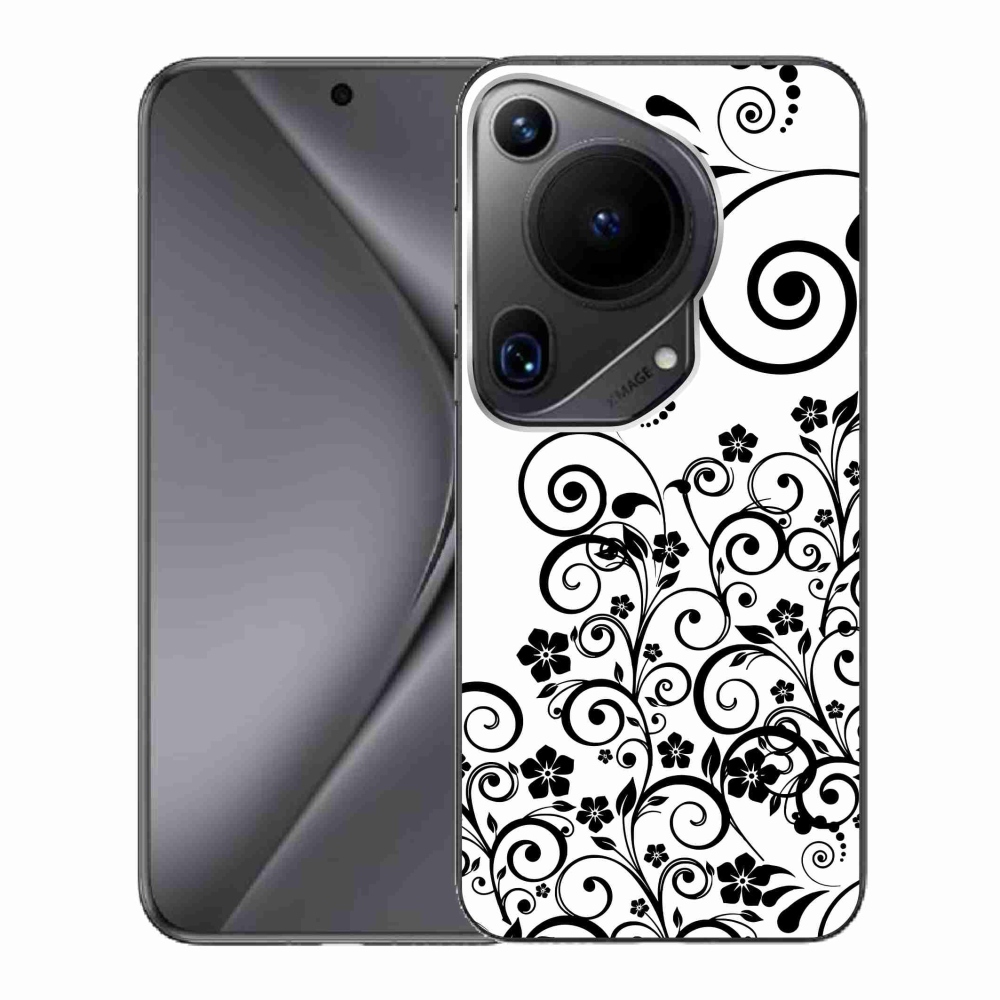 Gél borítás mmCase a Huawei Pura 70 Ultra készülékre - fekete-fehér virágminták