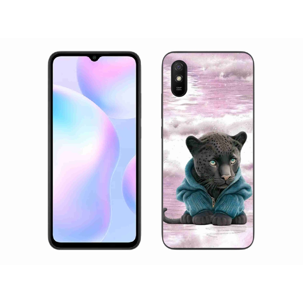 Gél borítás mmCase a Xiaomi Redmi 9AT-hoz - fekete párduc pulóverben