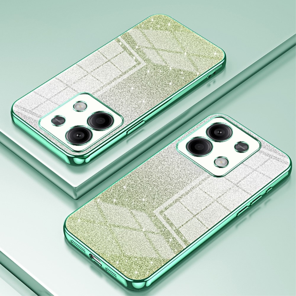 Vágott zselés csillogó tok a Xiaomi Redmi Note 13 5G-hez - zöld