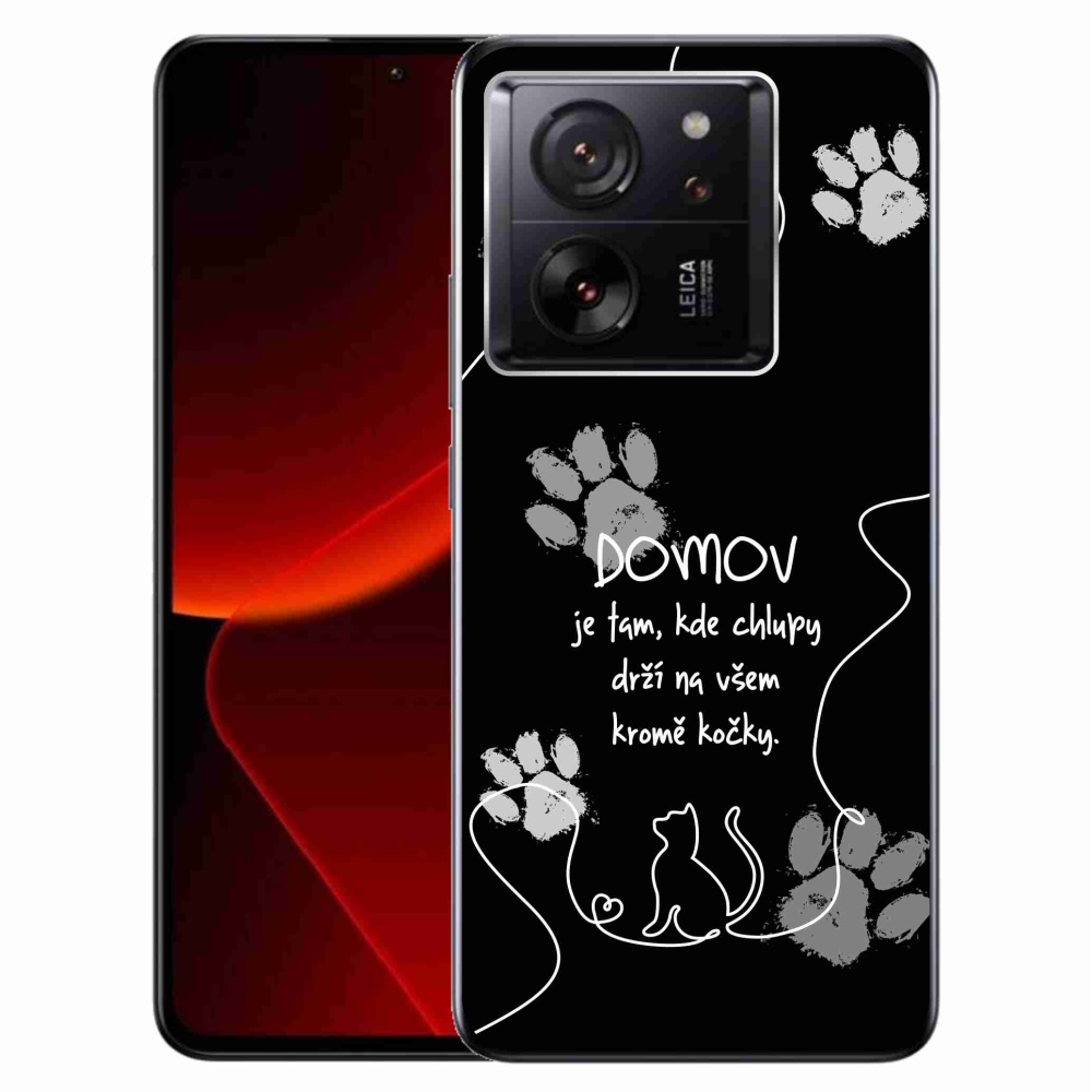 Gél borítás mmCase a Xiaomi 13T/13T Pro készülékhez - macska motívum fekete háttérrel