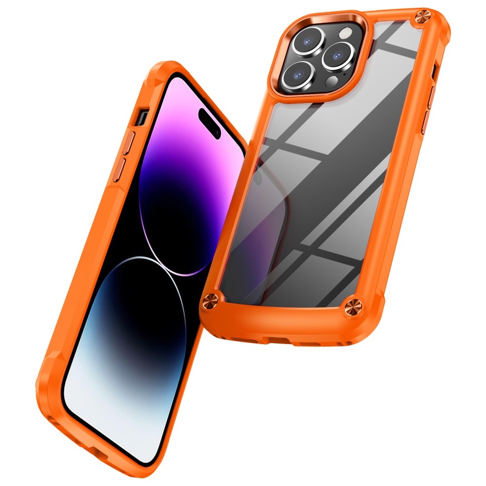 Gél tok fix hátlappal iPhone 15 Pro Max készülékhez - narancssárga