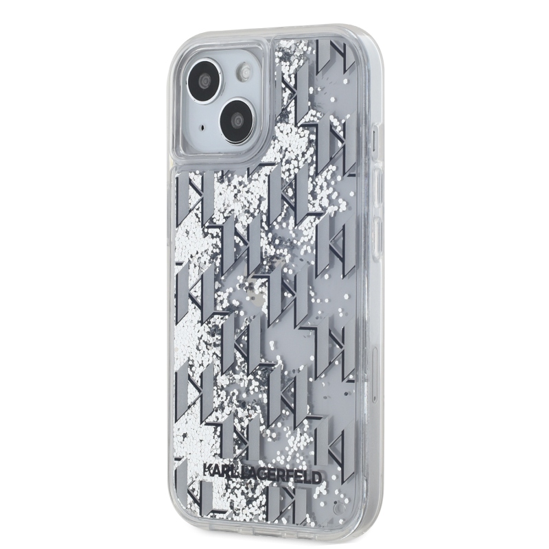 Karl Lagerfeld Liquid Glitter Monogram Monogram Gradient Back Cover for iPhone 15 Fehér