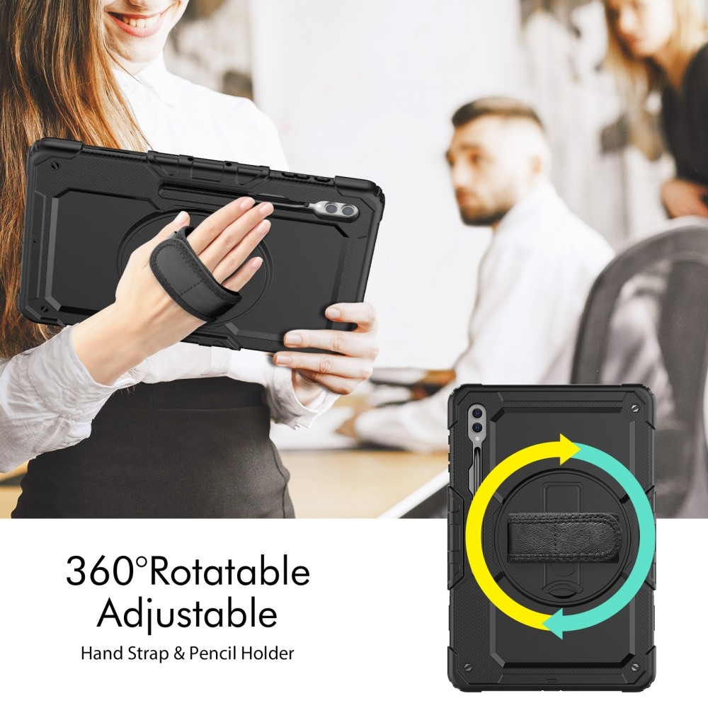 Rúgásálló borítás kézi markolattal Samsung Galaxy Tab S9 Ultra/Tab S10 Ultra készülékhez - fekete
