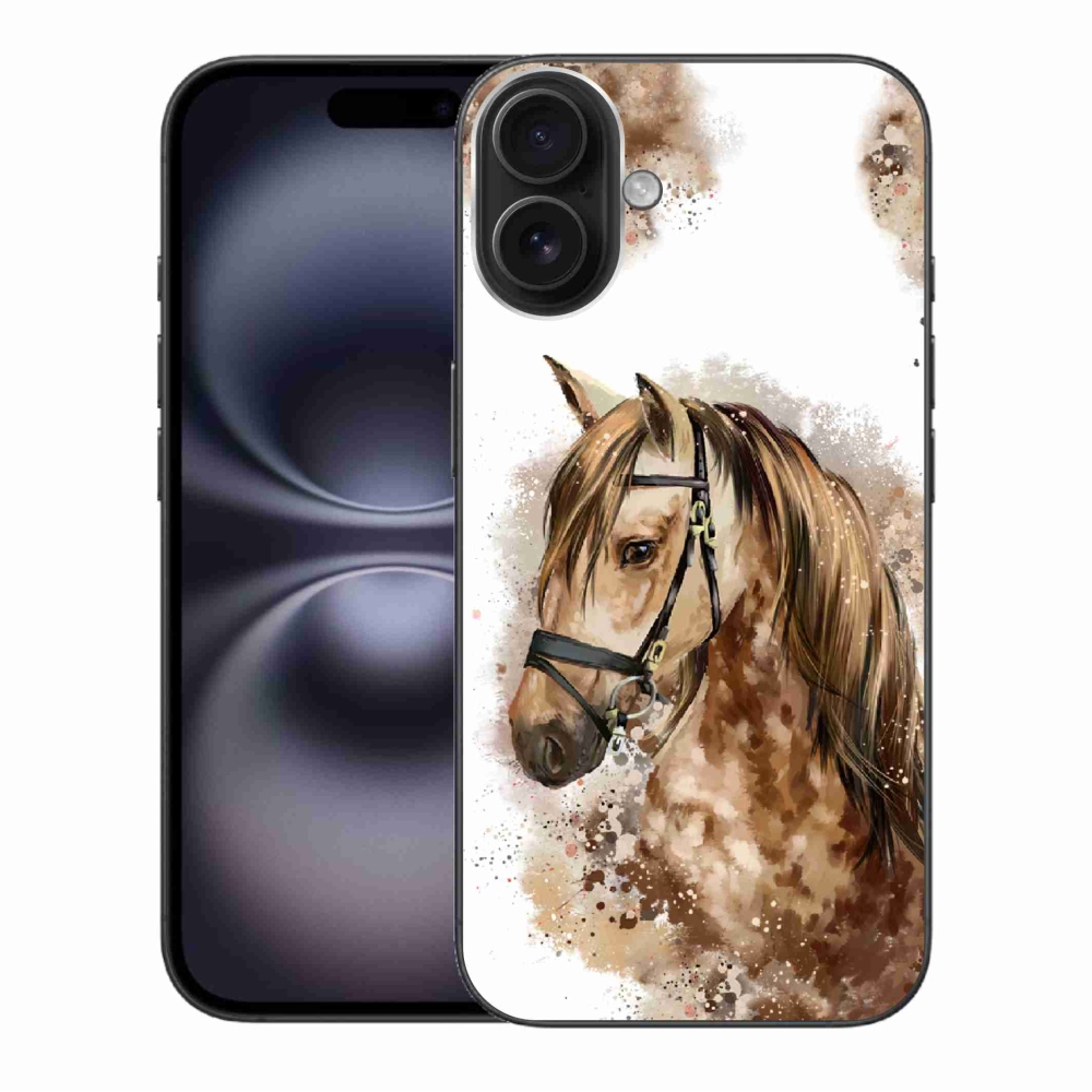 Zselés borítás mmCase iPhone 16 Plus készülékhez - barna rajzfilm ló