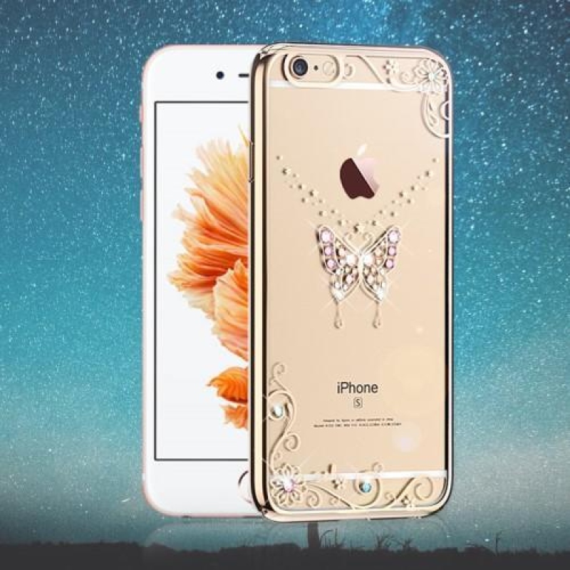 Xbar műanyag tok kristály díszítéssel iPhone 6s Plus és 6 Plus készülékhez - pillangó/arany