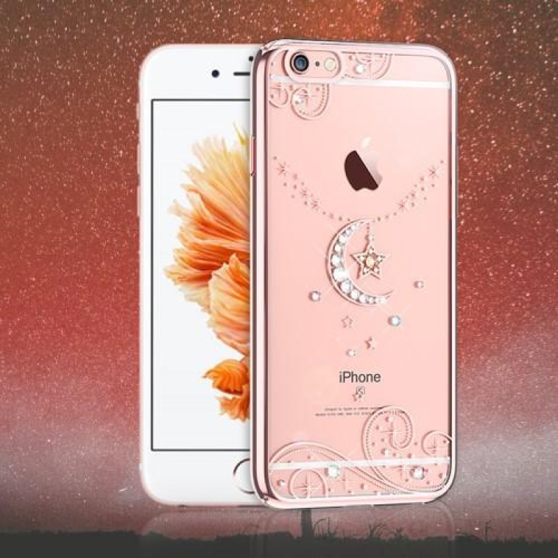 Xbar műanyag tok kristály díszítéssel iPhone 6s Plus és 6 Plus készülékhez - félhold/rózsaarany