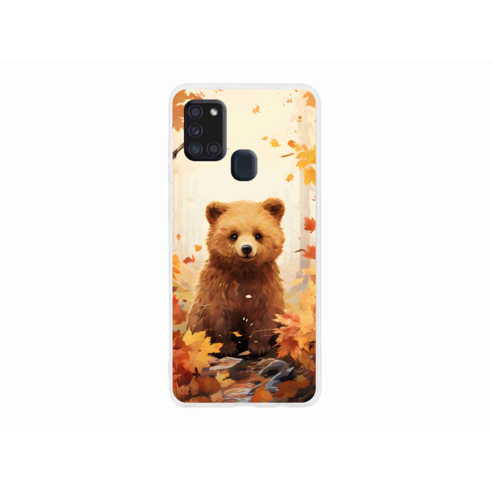 Zselés borítás mmCase Samsung Galaxy A21s készülékhez - medve az erdőben
