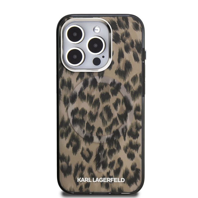 Karl Lagerfeld IML Leopard Leopard MagSafe hátlap iPhone 15 Pro barna színű készülékhez