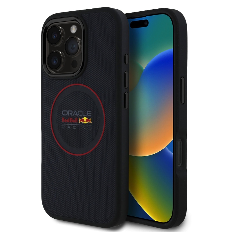 Red Bull PU bőr piros gyűrűs MagSafe hátlap iPhone 16 Pro tengerészgyalogsághoz