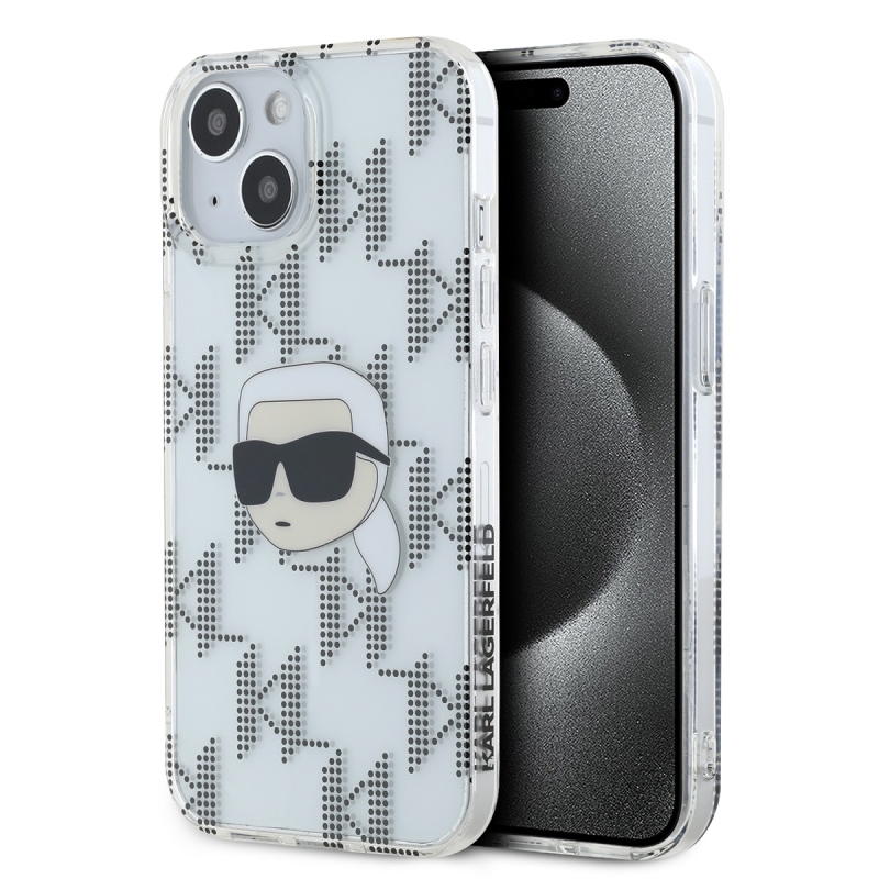 Karl Lagerfeld IML galvanizált Karl Head hátlap iPhone 15 átlátszó iPhone 15 készülékhez