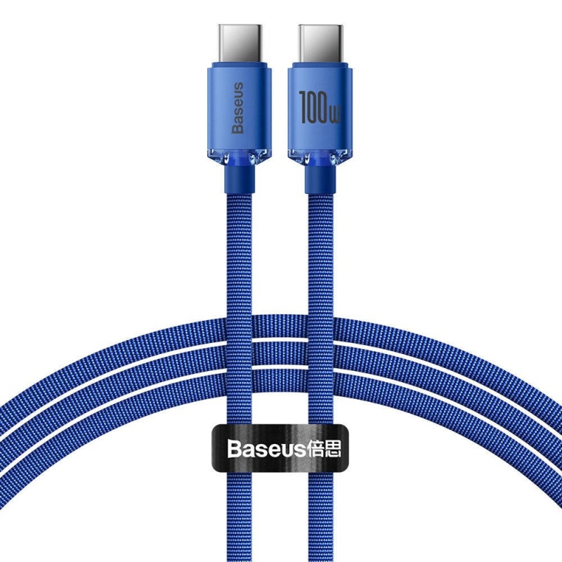 Baseus CAJY000603 Crystal Shine sorozatú adatkábel USB-C - USB-C 100W 1.2m kék