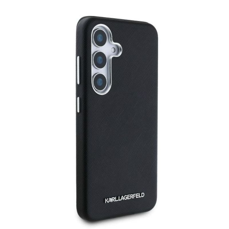 Karl Lagerfeld PU Saffiano fém logó és keret hátlap Samsung Galaxy S25 fekete