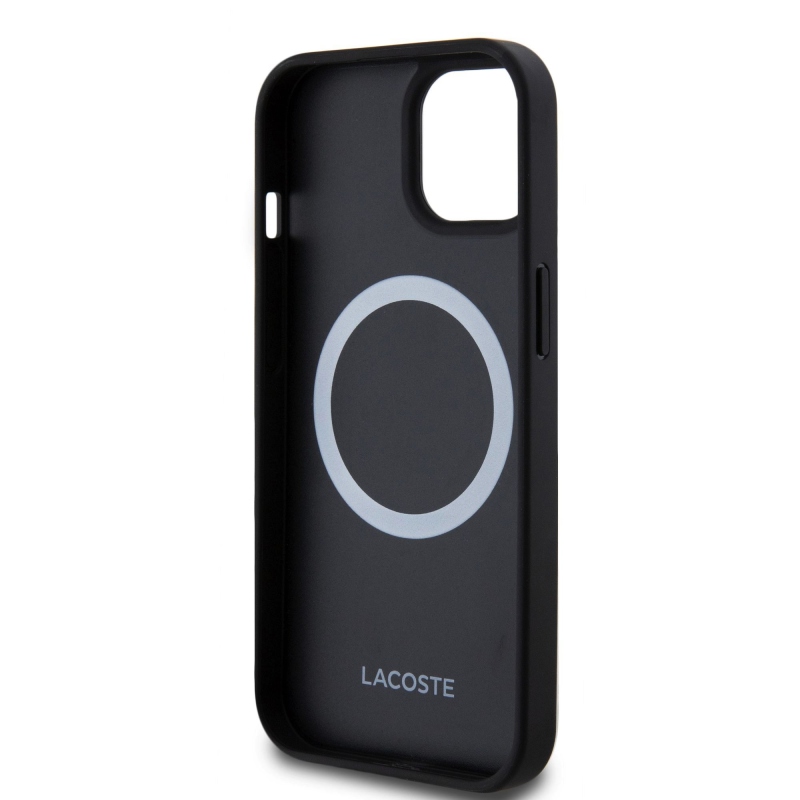 Lacoste Iconic Petit Pique Woven Logo Magsafe hátlap iPhone 15-hez Fekete