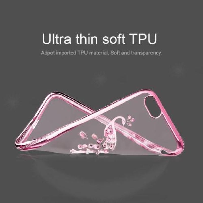 Xin zselés tok kristályokkal iPhone 6s Plus és 6 Plus készülékhez - rózsaszín hattyú
