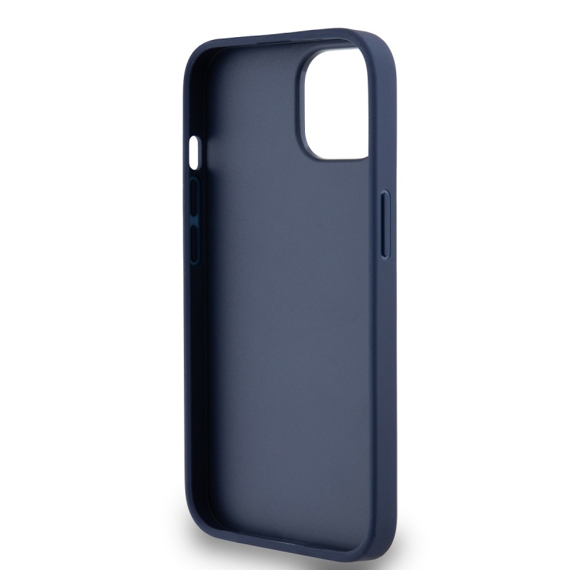 DKNY PU bőr ismétlődő mintás tonális csíkos hátlapi borító iPhone 14 kékhez