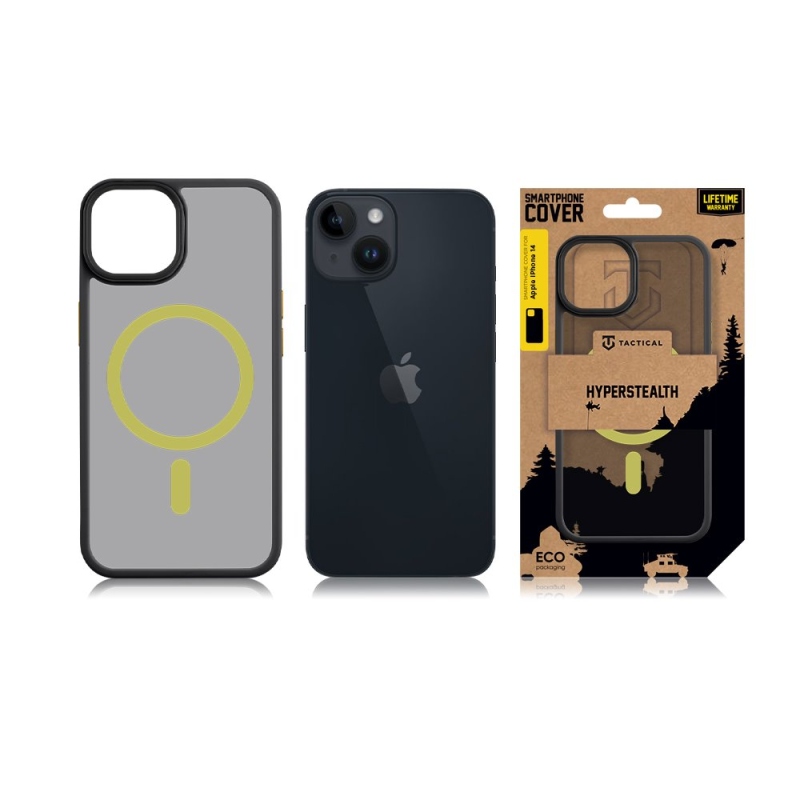 Taktikai MagForce Hyperstealth 2.0 borító iPhone 14 fekete/sárga színű készülékhez