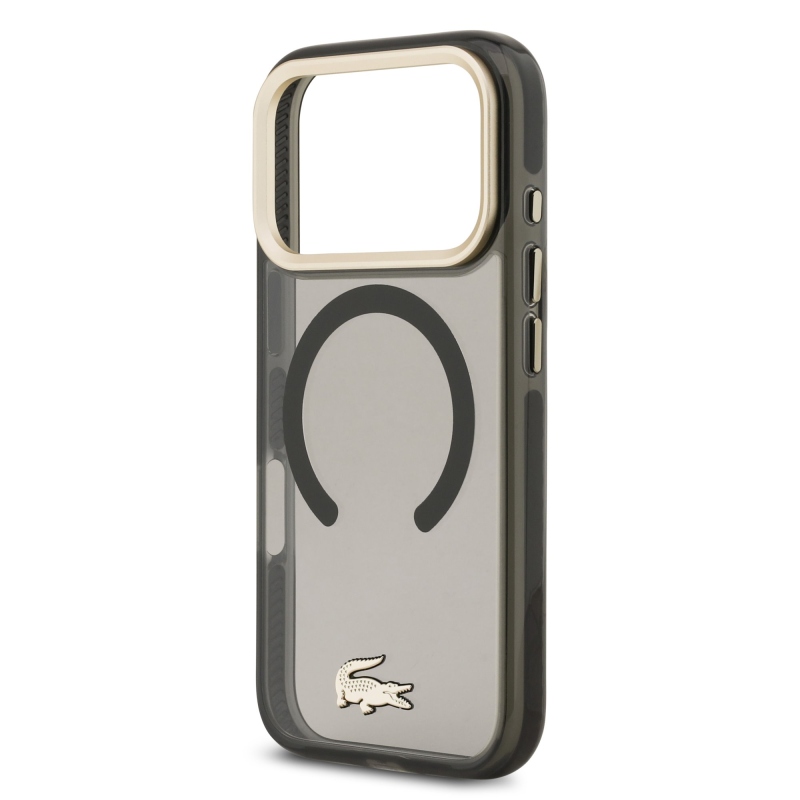 Lacoste PC/TPU Frosted Finish Gold Logo MagSafe hátlap iPhone 17 Pro Fekete fekete