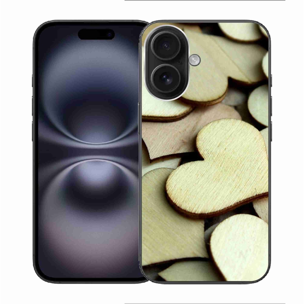 Zselés borítás mmCase iPhone 16 készülékhez - fából készült szívek