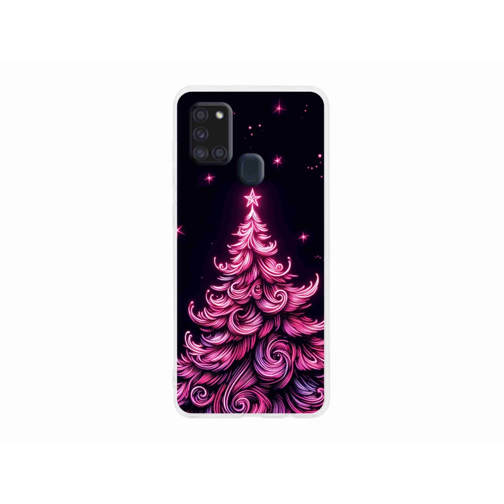 Gél borítás mmCase Samsung Galaxy A21s készülékhez - neon karácsonyfa 2