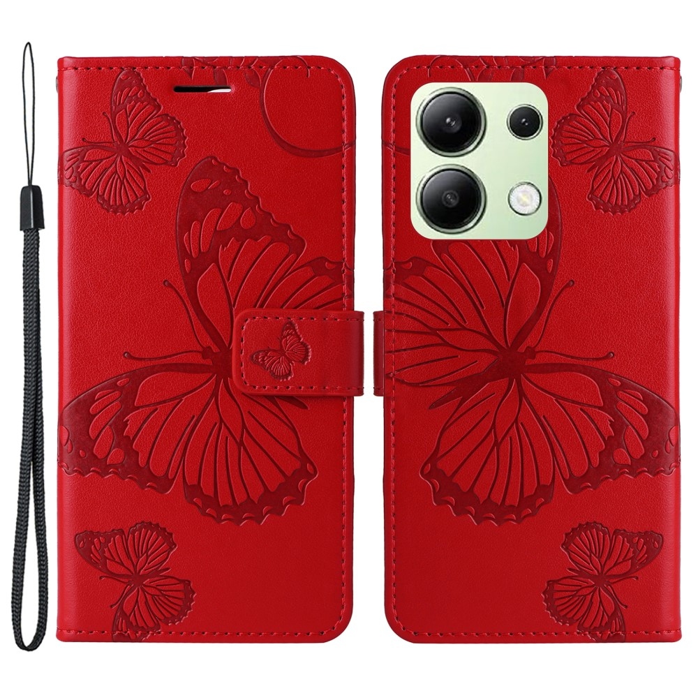 Nagy pillangó könyv tok Xiaomi Redmi Note 13-hoz - piros