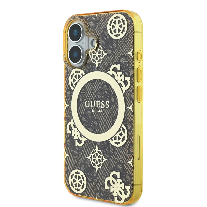 Guess IML 4G Peony MagSafe hátlap iPhone 16-hoz Barna