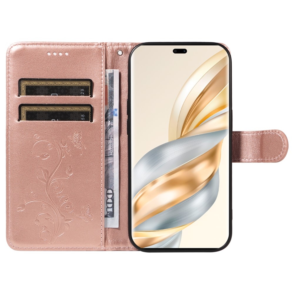 Virágok könyv tok Honor Magic 7 Lite 5G - rózsa arany