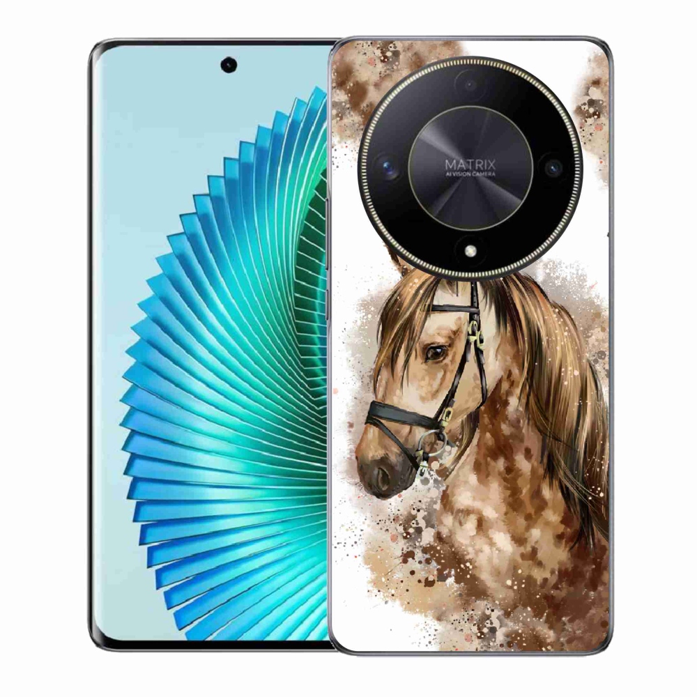 Zselés borítás mmCase a Honor Magic 6 Lite 5G számára - barna rajzfilm ló