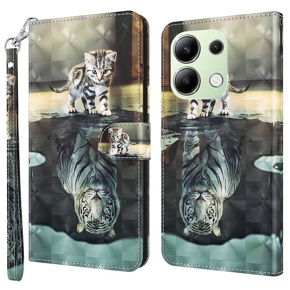 Nyomtatott könyv tok Xiaomi Redmi Note 13-hoz - macska és tigris tükörkép