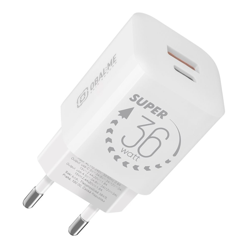 CSOMAG:ME GaN utazási töltő USB-A + USB-C 36W Fehér