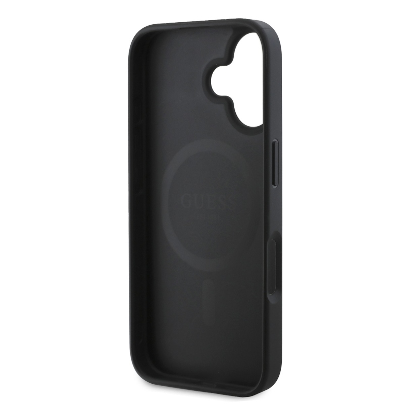 Guess PU bőr 4G Big Love Logo MagSafe hátlap iPhone 16-hoz Fekete