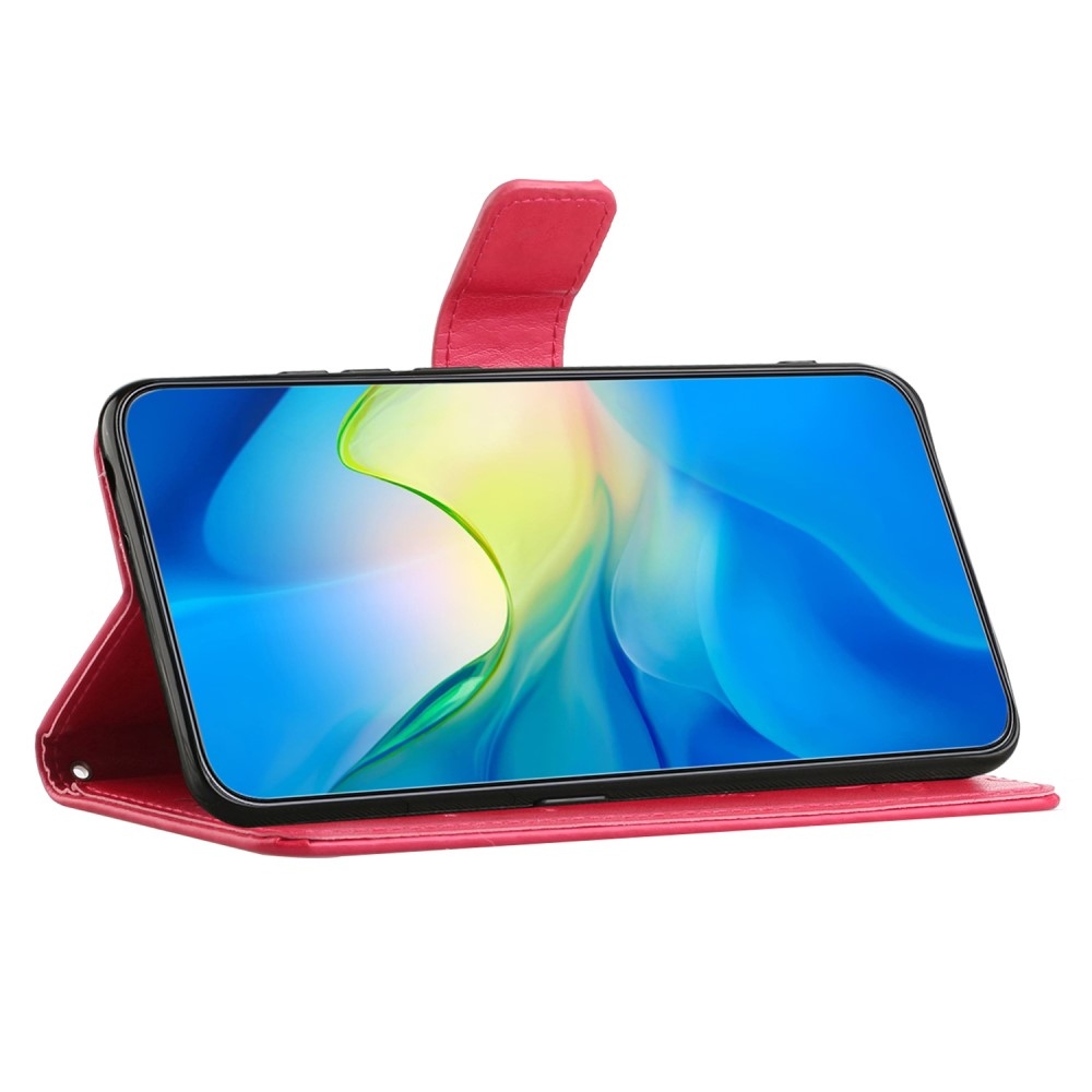Virágos könyvtáska iPhone 16 Pro készülékhez - piros