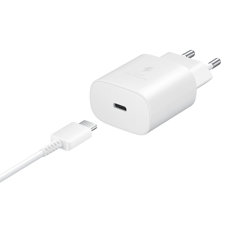EP-TA800XWE Samsung 25W-os utazási töltő + USB-C adatkábel Fehér