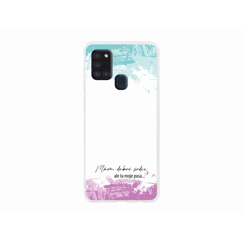 Gél borító mmCase Samsung Galaxy A21s készülékhez - vicces szöveg 3 fehér háttér