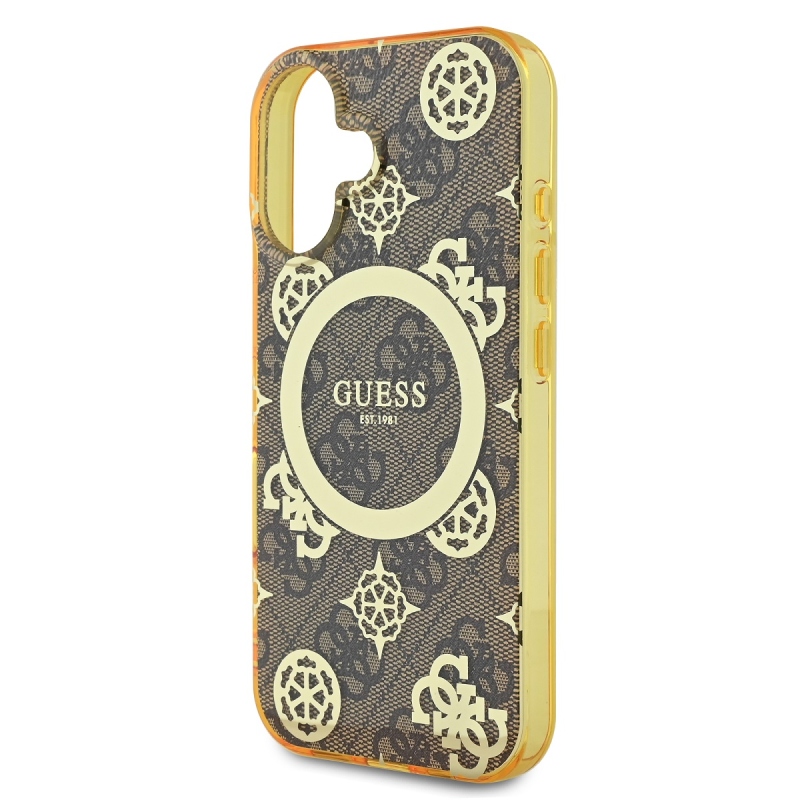 Guess IML 4G Peony MagSafe hátlap iPhone 16-hoz Barna