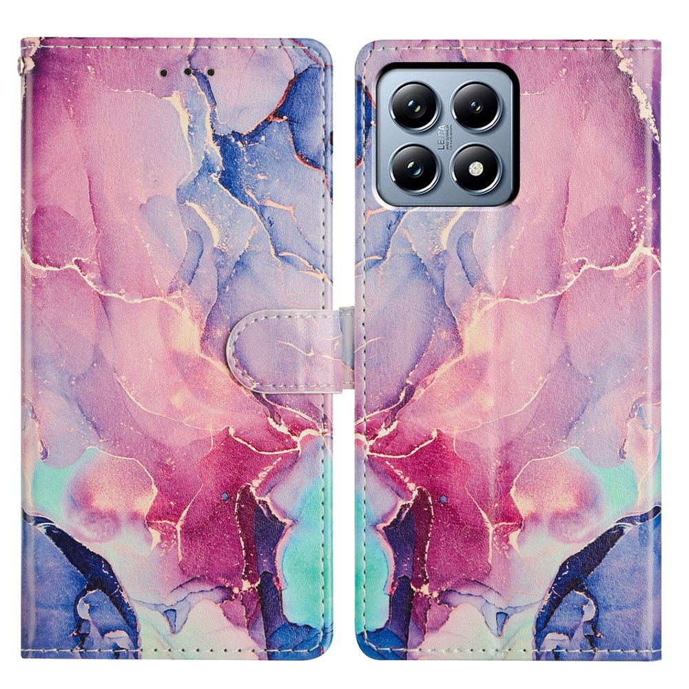 Biztonságos könyvtáska Xiaomi 15T Pro-hoz - rózsaszín-zöld márvány
