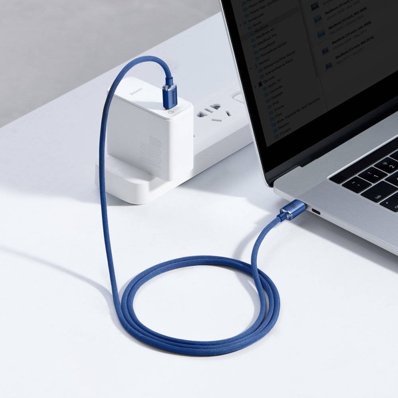 Baseus CAJY000603 Crystal Shine sorozatú adatkábel USB-C - USB-C 100W 1.2m kék
