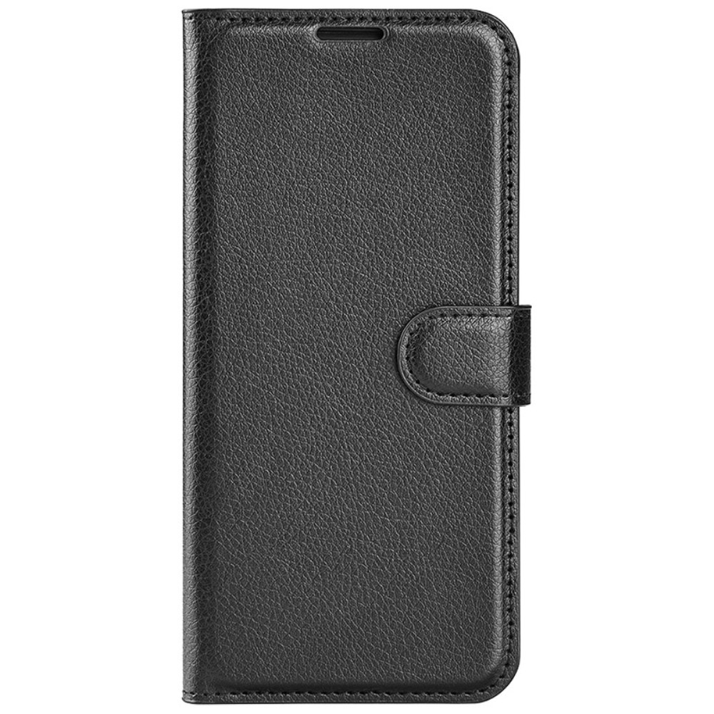Litchi könyv tok iPhone 16-hoz - fekete