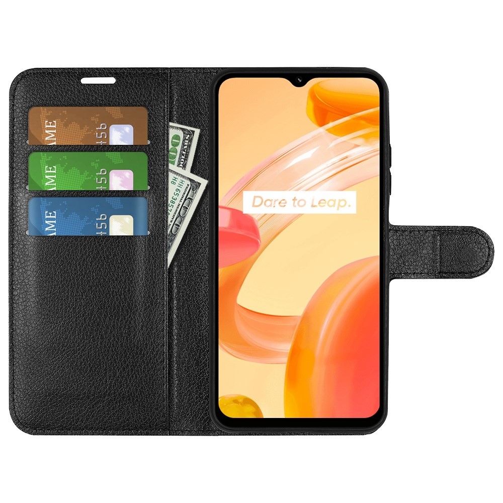 Litchi könyvtáska a Realme C30 készülékhez - fekete