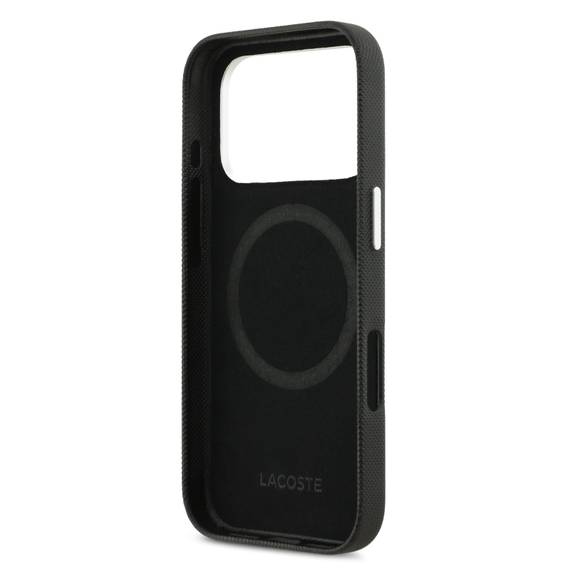 Lacoste Iconic Petit Pique fém logós MagSafe hátlap iPhone 17 Próhoz, fekete