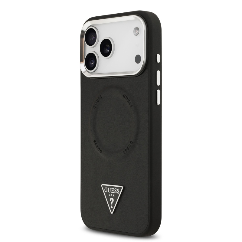 Guess PU bőr háromszög logó MagSafe hátlap iPhone 17 Pro fekete
