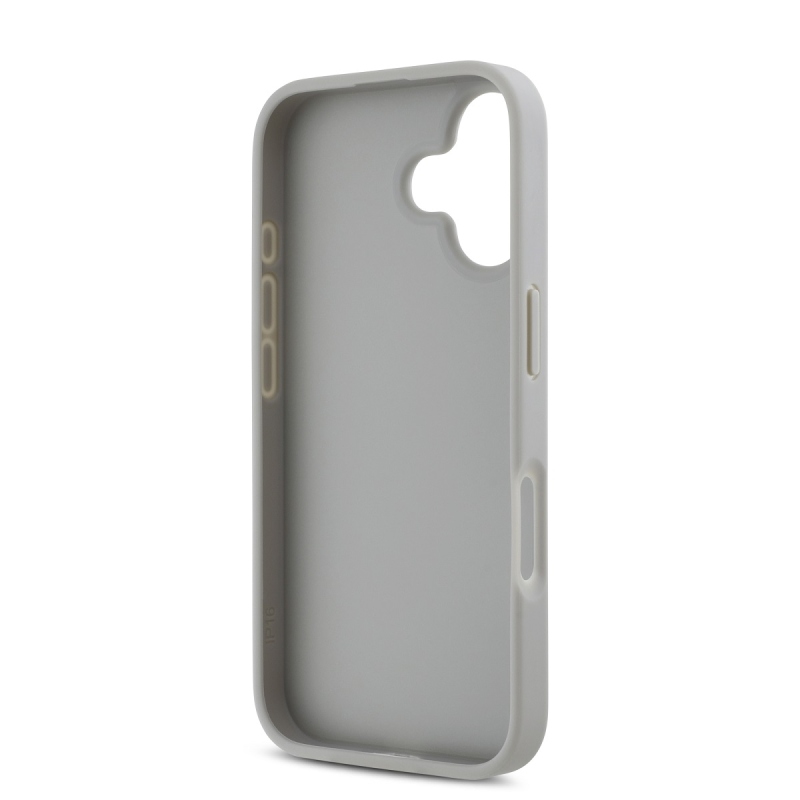 DKNY PU bőr ismétlődő mintás tonális csíkos hátlapi borító iPhone 16 bézs színűre