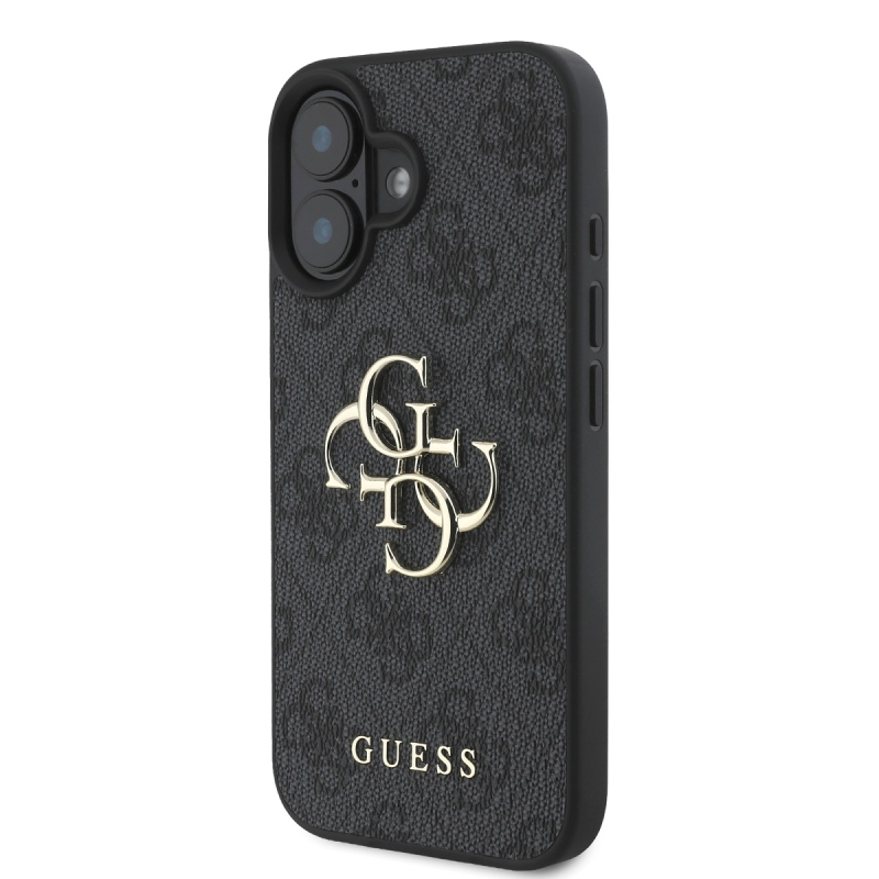 Guess PU 4G fém logós hátlap iPhone 16-hoz Szürke