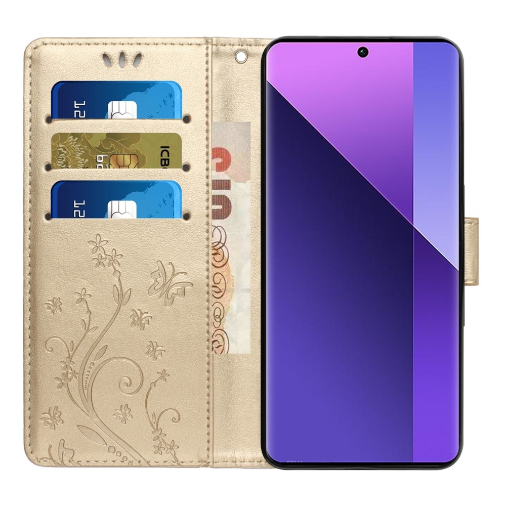 Virágok könyv tok Xiaomi 15 Pro - arany színű