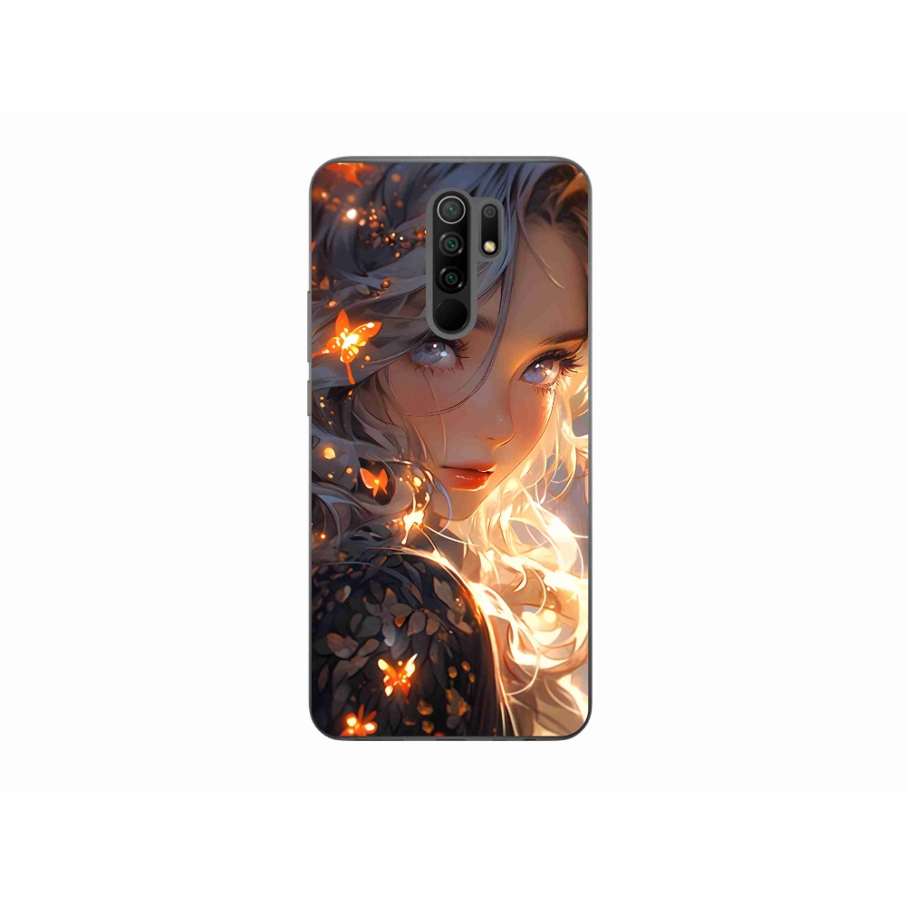 Gél borító mmCase a Xiaomi Redmi 9-hez - lány és pillangók
