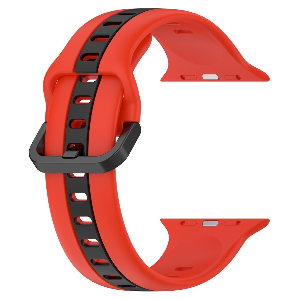 Szíj szilikon szíj Apple Watch Ultra/Ultra 2 49mm/SE/SE 2022/2023 44mm/9/8/7 45mm/6/5/4 44mm/3/2/1 42 mm-es órához - piros/fekete színben