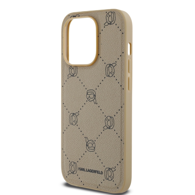 Karl Lagerfeld PU Karl Heads mintás Magsafe hátlap iPhone 14 Pro bézs színű hátlaphoz