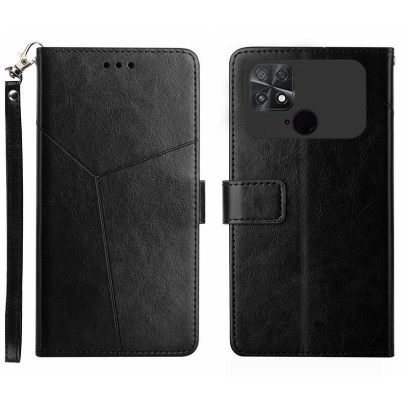 Y-Line PU bőr pénztárca tok a Xiaomi Poco C40 készülékhez - fekete